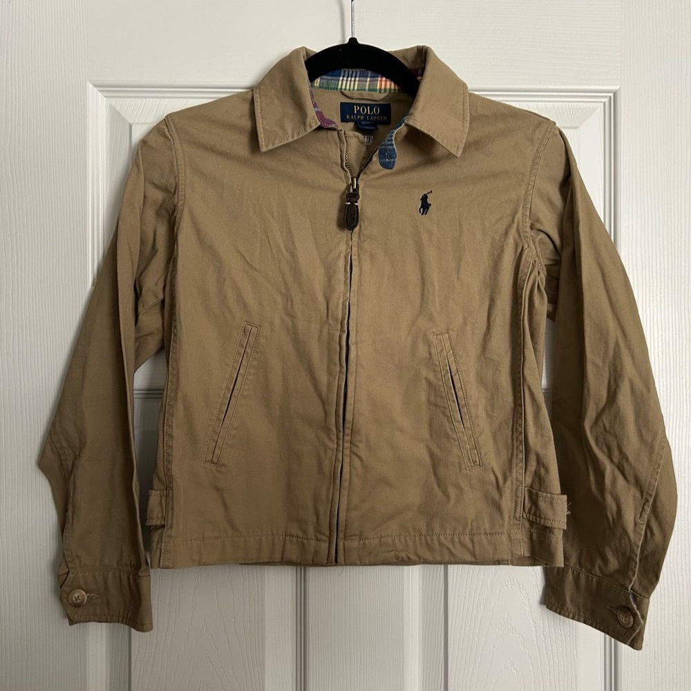 Polo Ralph Lauren Boys Sz 8 Khaki Canvas Barn Chore Jacket Preppy Equestrian
